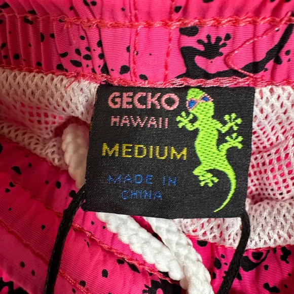 Gecko Hawaii Mens Neon Pink Gecko Splatter Print Swim Trunks Shorts Medium NWT - Picture 7 of 7
